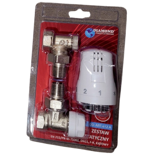 Zestaw termostatyczny kątowy + głowica